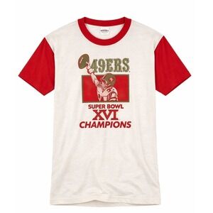 Vintage 1982 San‎ Francisco 49ers Super Bowl XVI Champions Ringer Tee Trench M